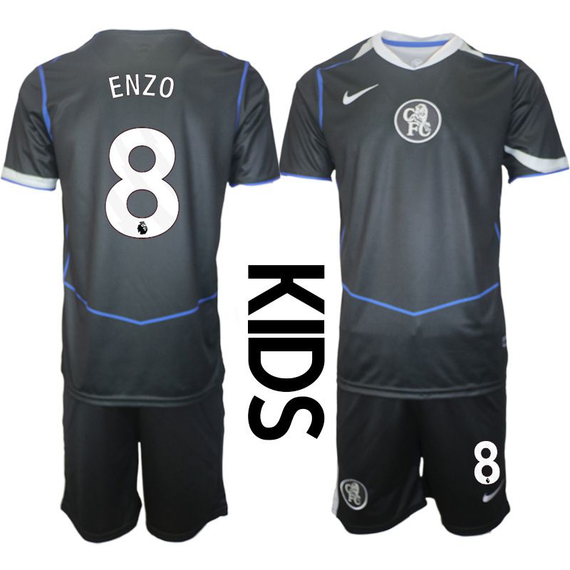 Youth 2025-2026 Club Chelsea away black #8 Soccer Jersey->youth soccer jersey->Youth Jersey